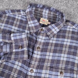 Faherty Flannel‎ Button Down Mens M Blue Grey Plaid Long Sleeve Cotton Shirt